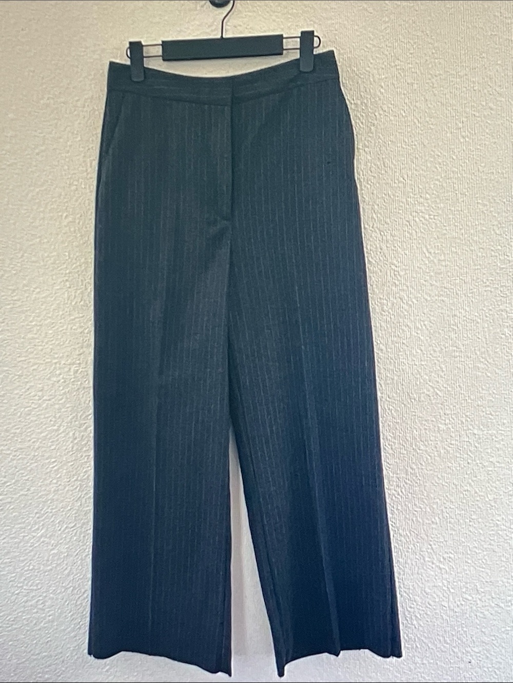 Zara Navy Pinstripe Wide-Leg Trousers